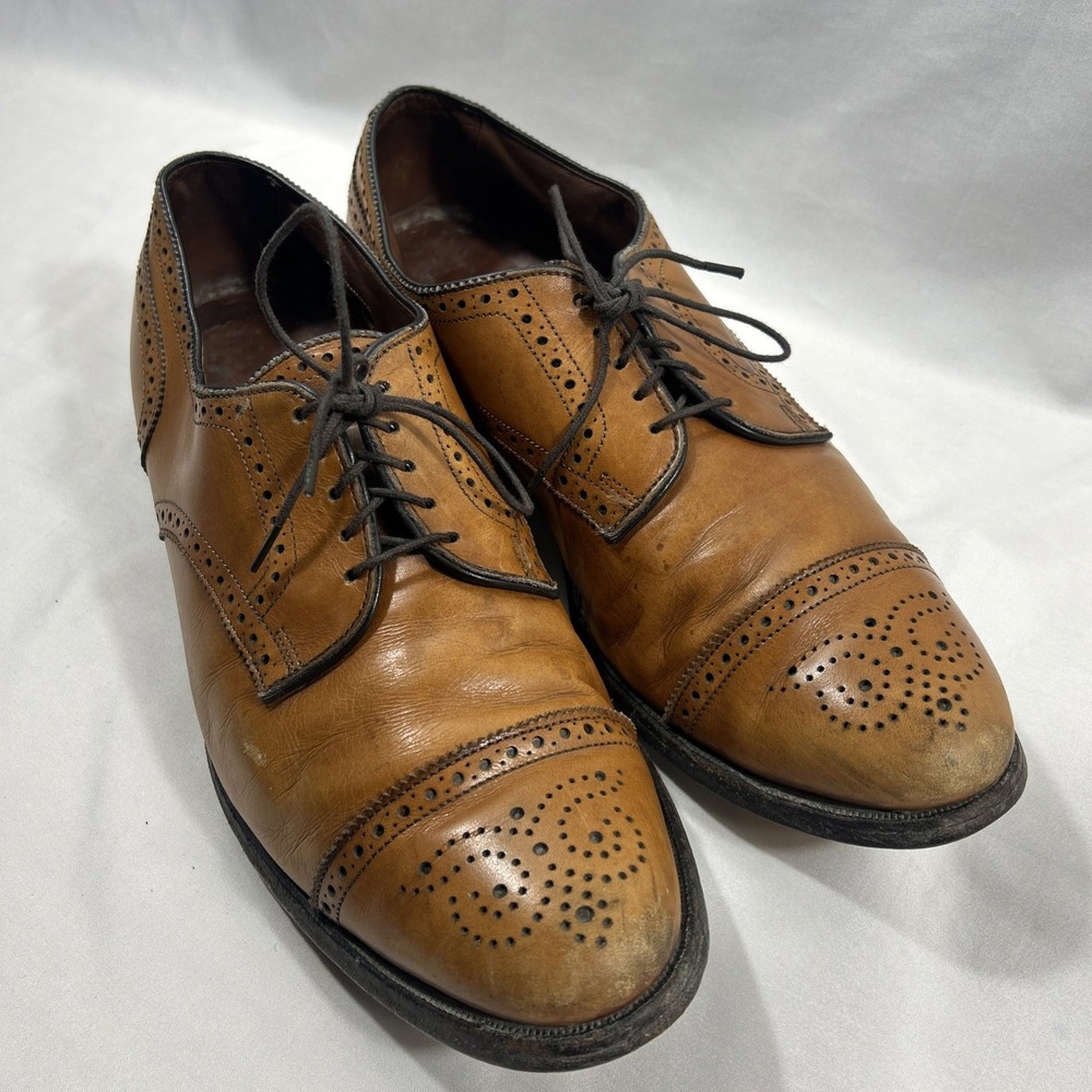 Allen Edmonds Sanford 5267 Walnut Brown Brogue Cap Toe Derby Oxford 11D USA MADE